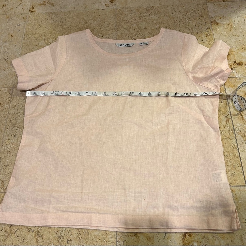 Orvis Light Pink Linen Blend Short Sleeve Tee Size M - Picture 4 of 5